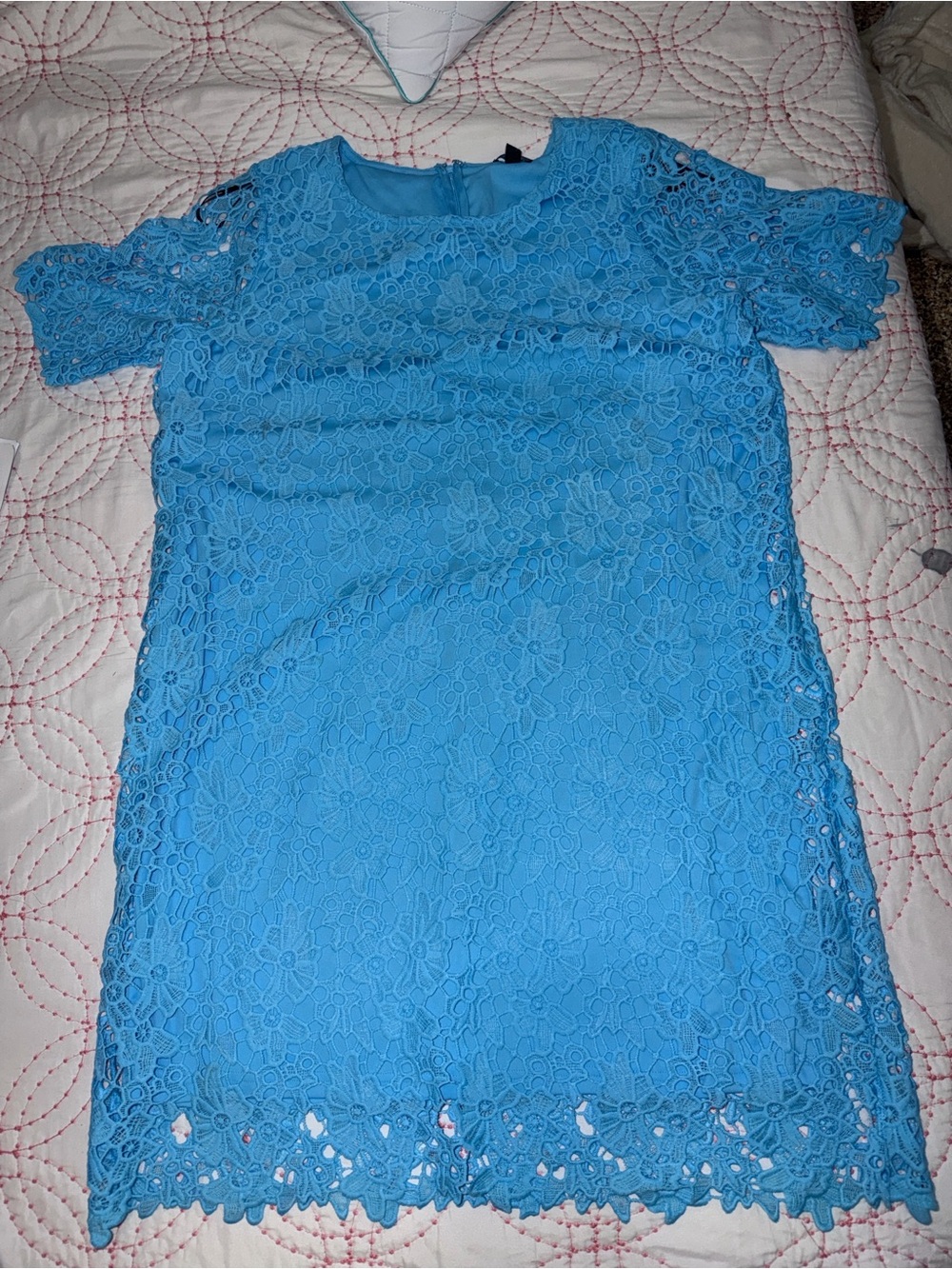Nina Leonard Bright Blue Lace Tunic Top